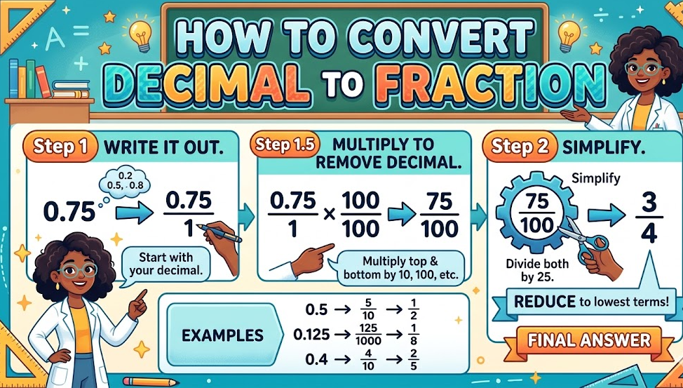 how to convert decimal to fraction