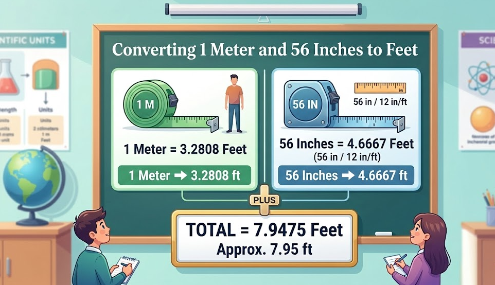 1 Meter and 56 Inches in Feet