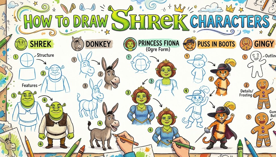 How to Draw Shrek Characters
