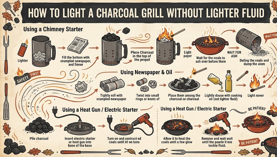 How to Light a Charcoal Grill Without Lighter Fluid
