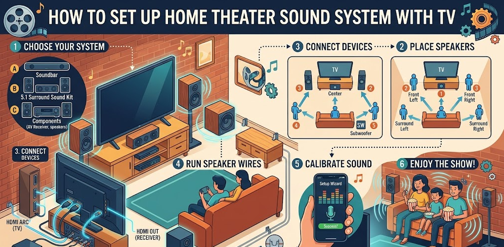 How to Set Up Home Theater Sound System with TV