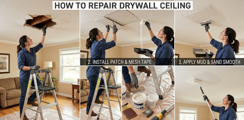 How to Repair Drywall Ceiling