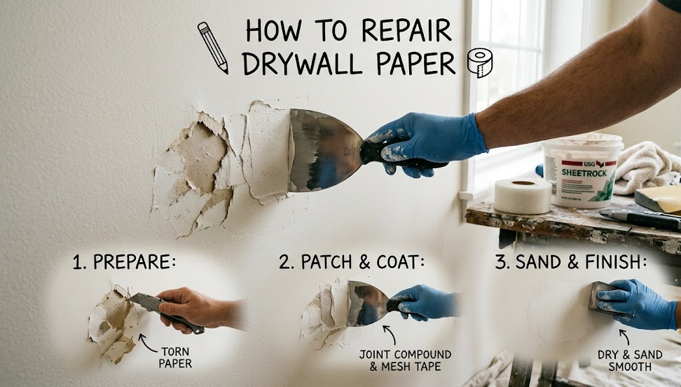 How to Repair Drywall Paper