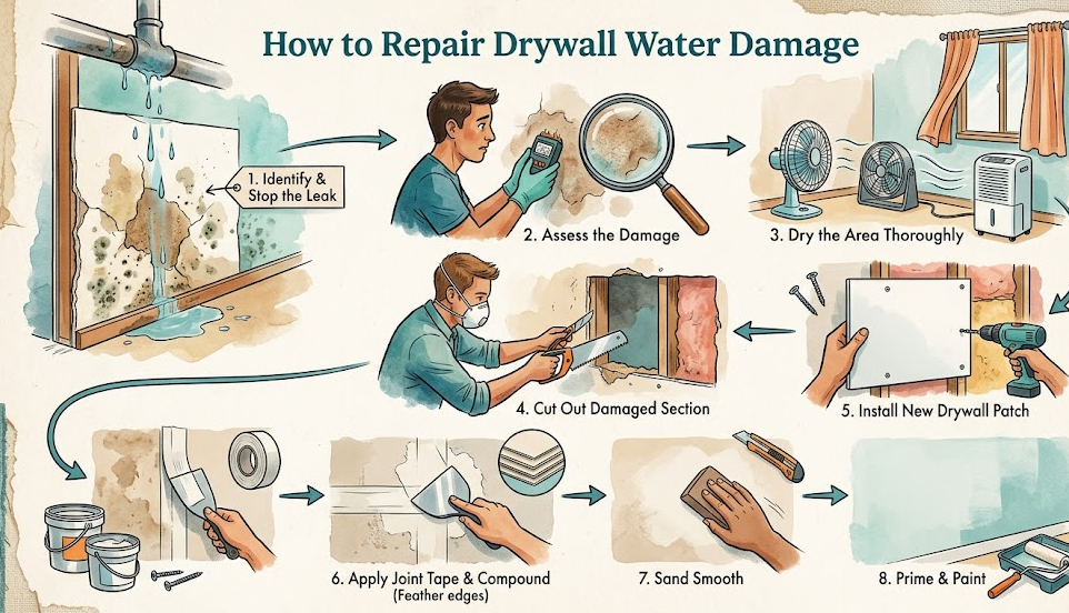 How to Repair Drywall Water Damage