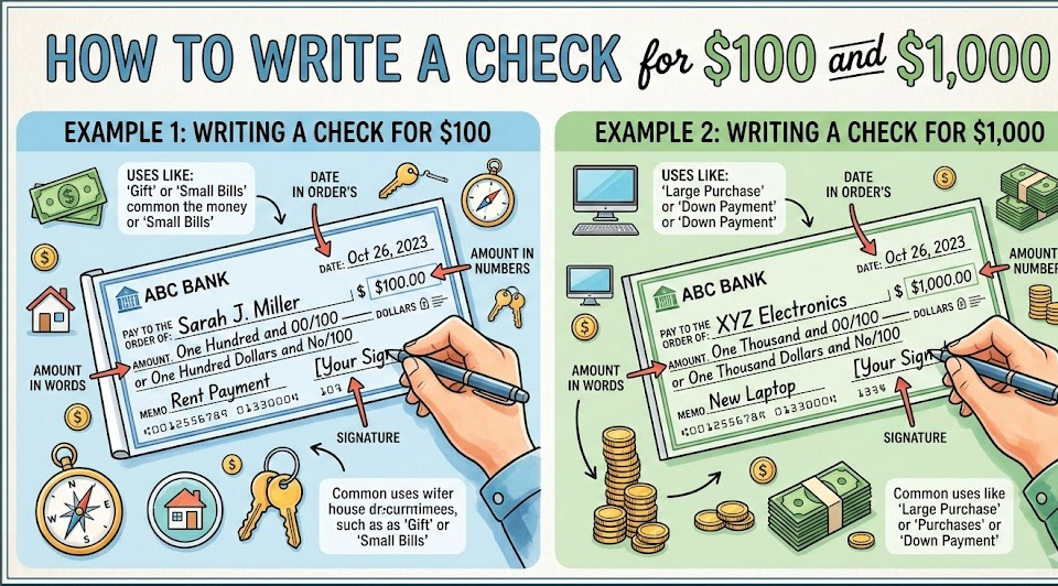 How to Write a Check for $100 and $1,000