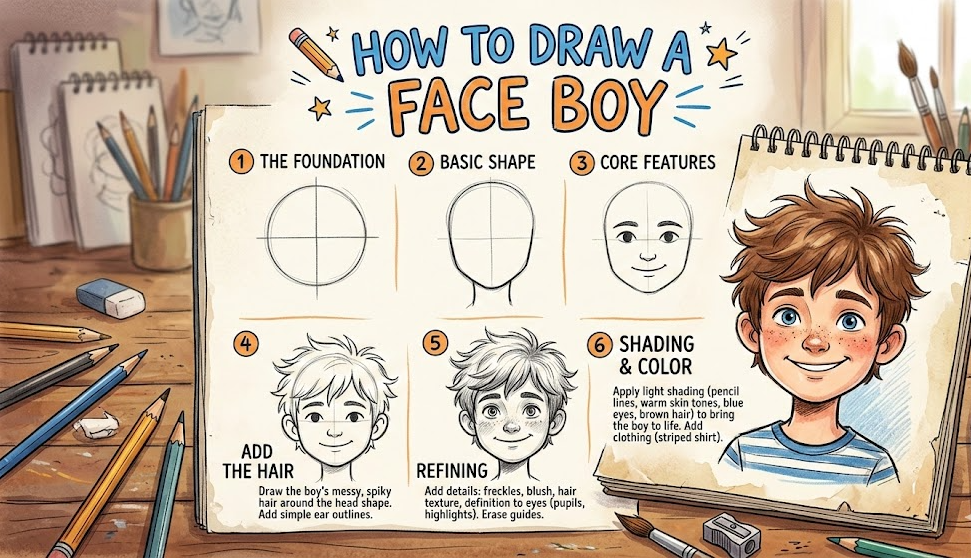 How to Draw a Face Boy