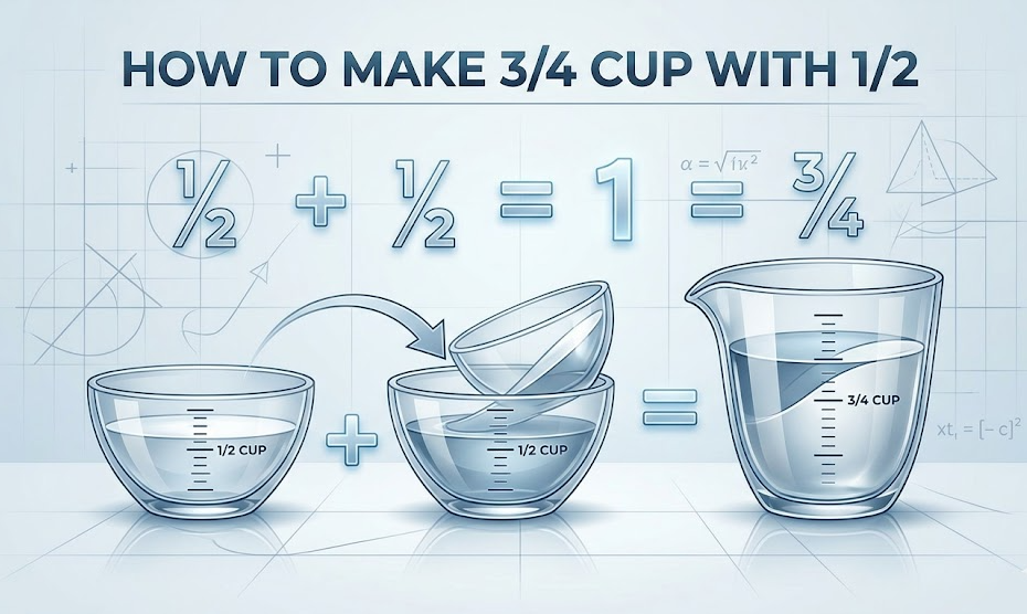 how to make 3/4 cup with 1/2
