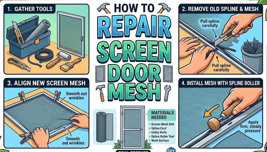 How to Repair Screen Door Mesh