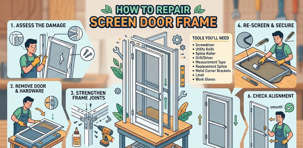 How to Repair Screen Door Frame