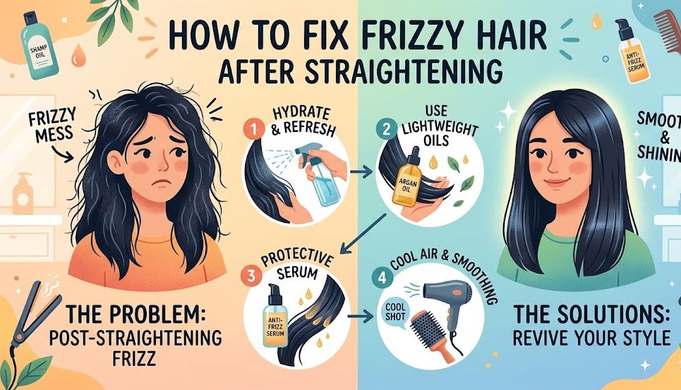 How to Fix Frizzy Hair After Straightening