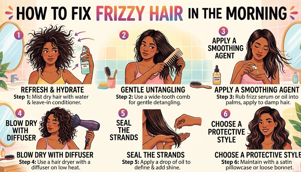 How to Fix Frizzy Hair in the Morning