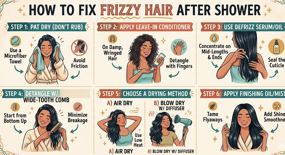 How to Fix Frizzy Hair After Shower