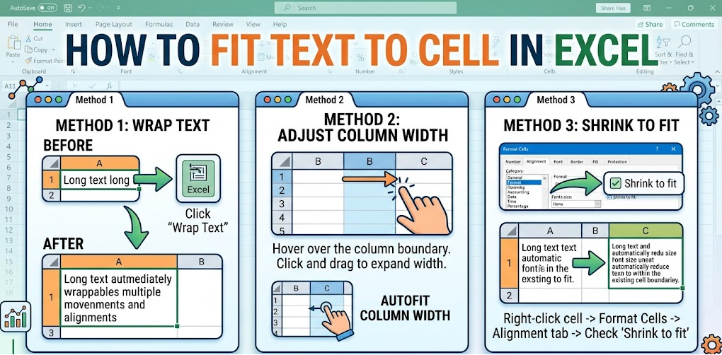 how to fit text to cell in excel
